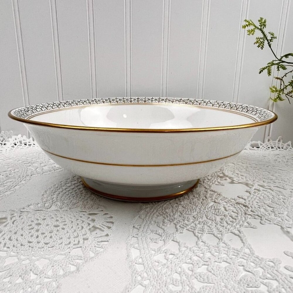 Vintage Richard Ginori Vegetable Serving Bowl Italia Byzantian Gold Trim 9 Inch